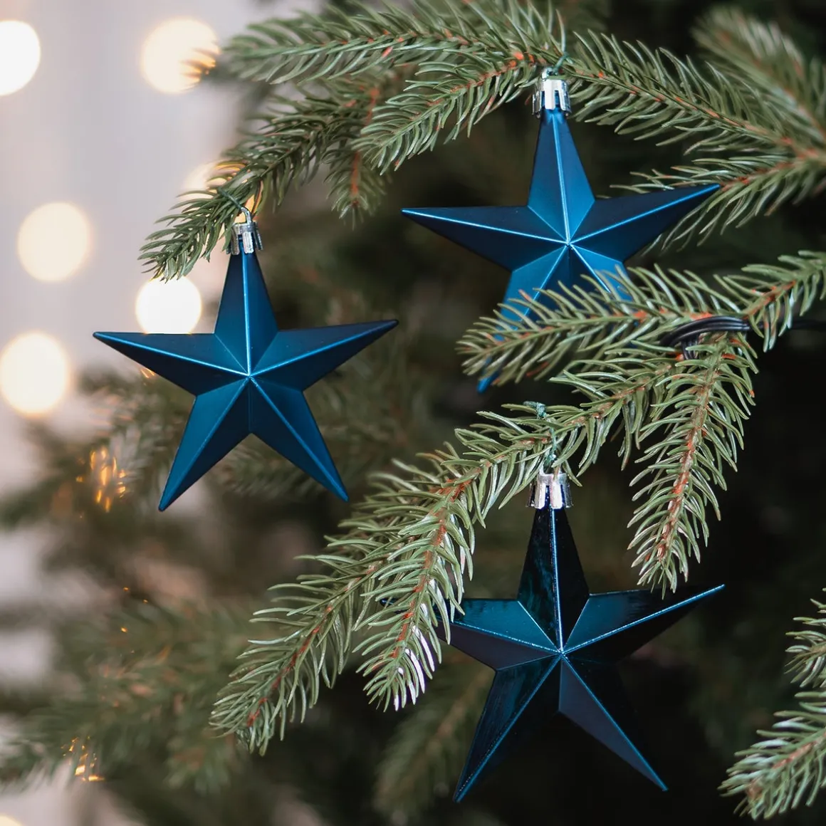 12 Blauwe Kerststerren In Handige Box