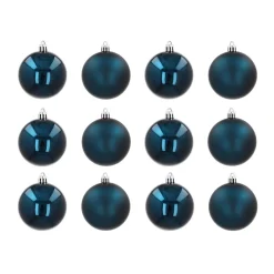 12 Donkerblauwe Kerstballen In Handige Box