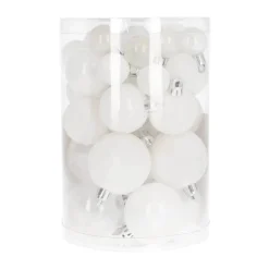 36 Kleine Kunststof Kerstballen Wit Mix In Koker