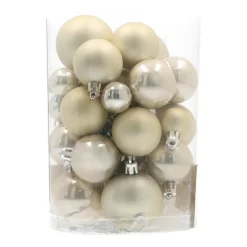 36 Kleine Kunststof Kerstballen Champagne In Koker