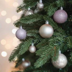 36 Kleine Kunststof Kerstballen Zachtroze In Koker