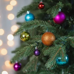 36 Kleine Kunststof Kerstballen Multi Kleuren Mix In Koker