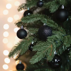 36 Kleine Kunststof Kerstballen Zwart In Koker