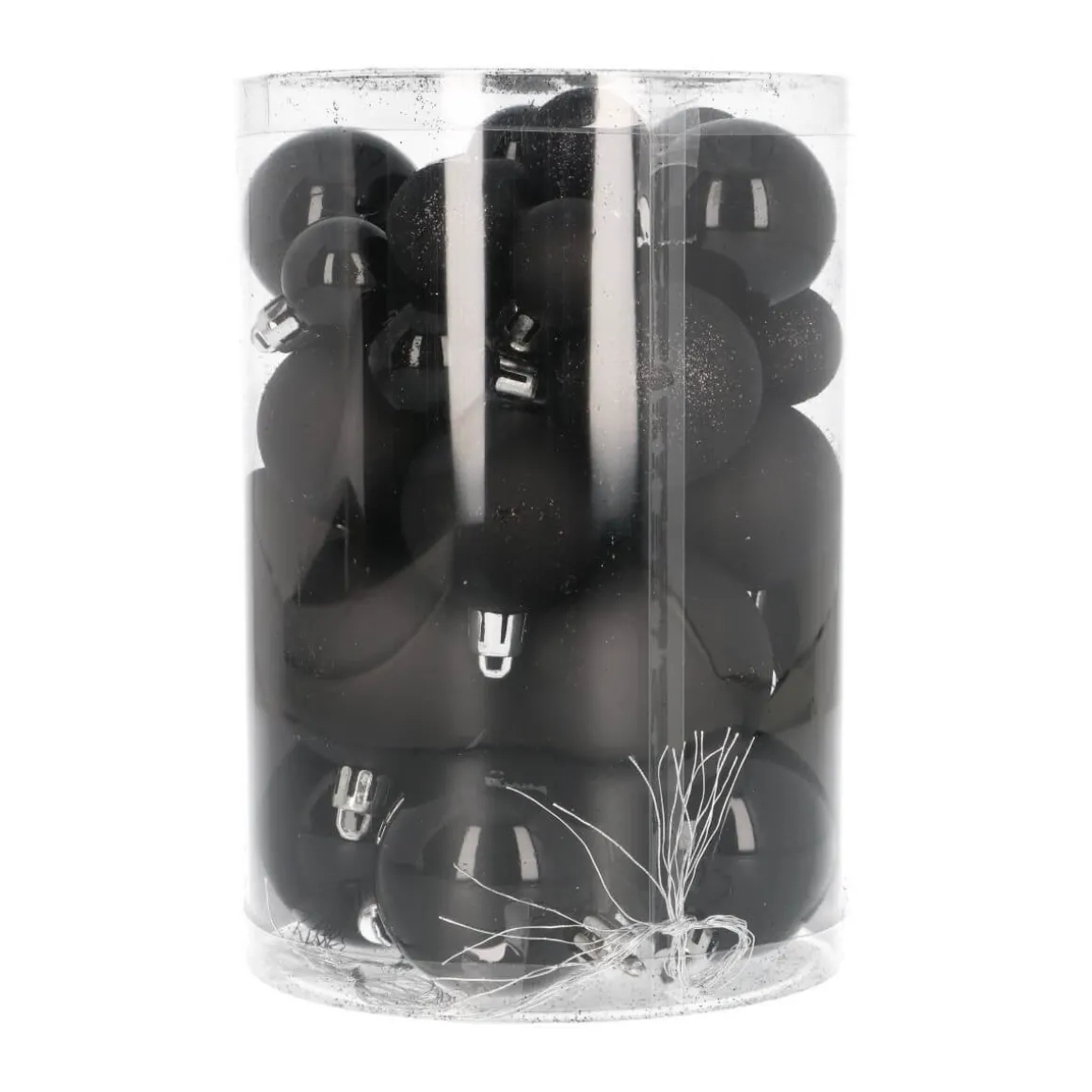 36 Kleine Kunststof Kerstballen Zwart In Koker