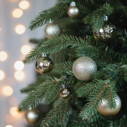 36 Kleine Kunststof Kerstballen Licht Goud In Koker