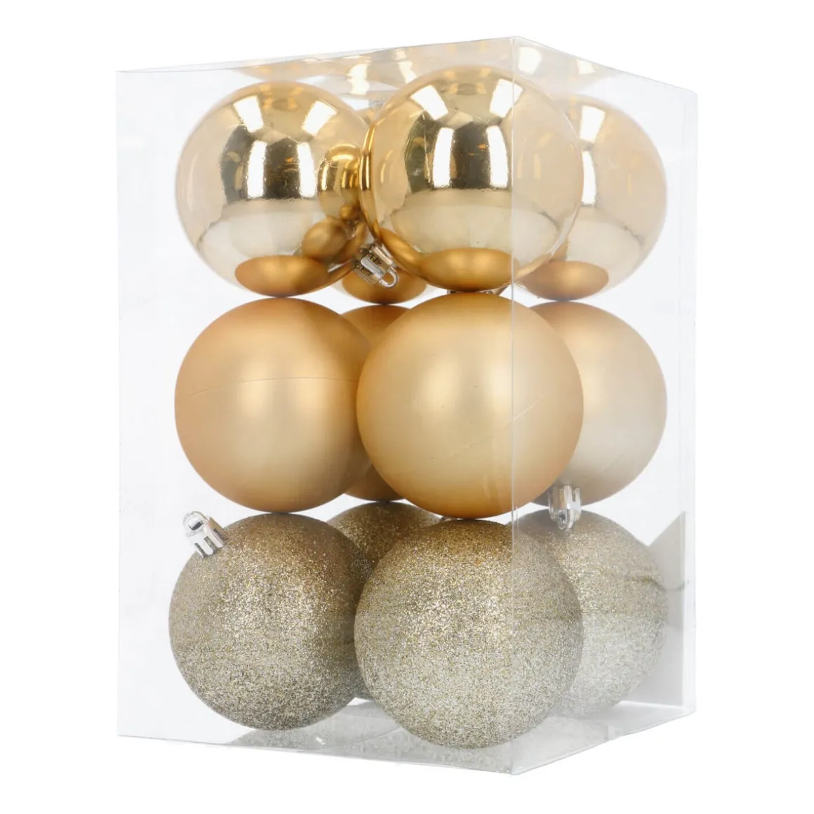 12 Kunststof Kerstballen Lichtgoud 7 Cm