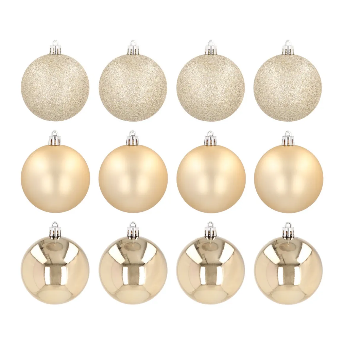 12 Kunststof Kerstballen Lichtgoud 7 Cm