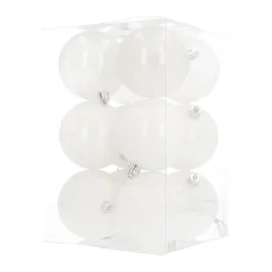 12 Kunststof Kerstballen Wit Mix 7 Cm