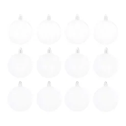12 Kunststof Kerstballen Wit Mix 7 Cm