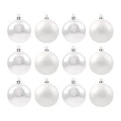 12 Kunststof Kerstballen Zilver 7 Cm