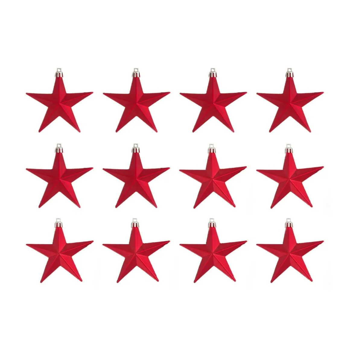 12 Kunststof Kerststerren Rood 10 Cm