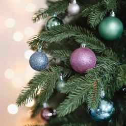 36 Mini Kunststof Kerstballen Pastelmix In Koker 2,5-5cm