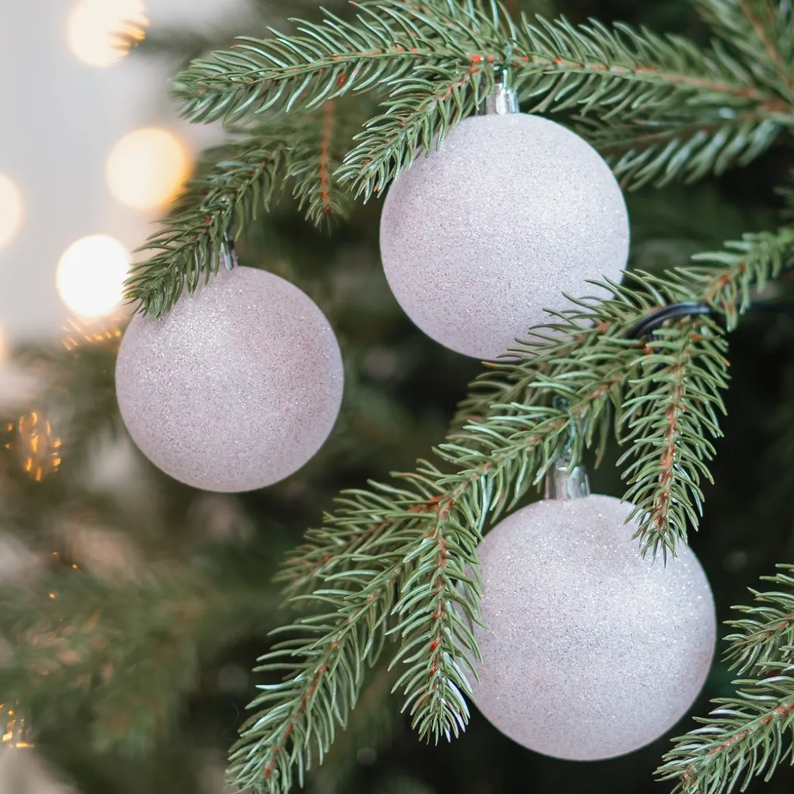 12 Roze Glitterkerstballen In Handige Box