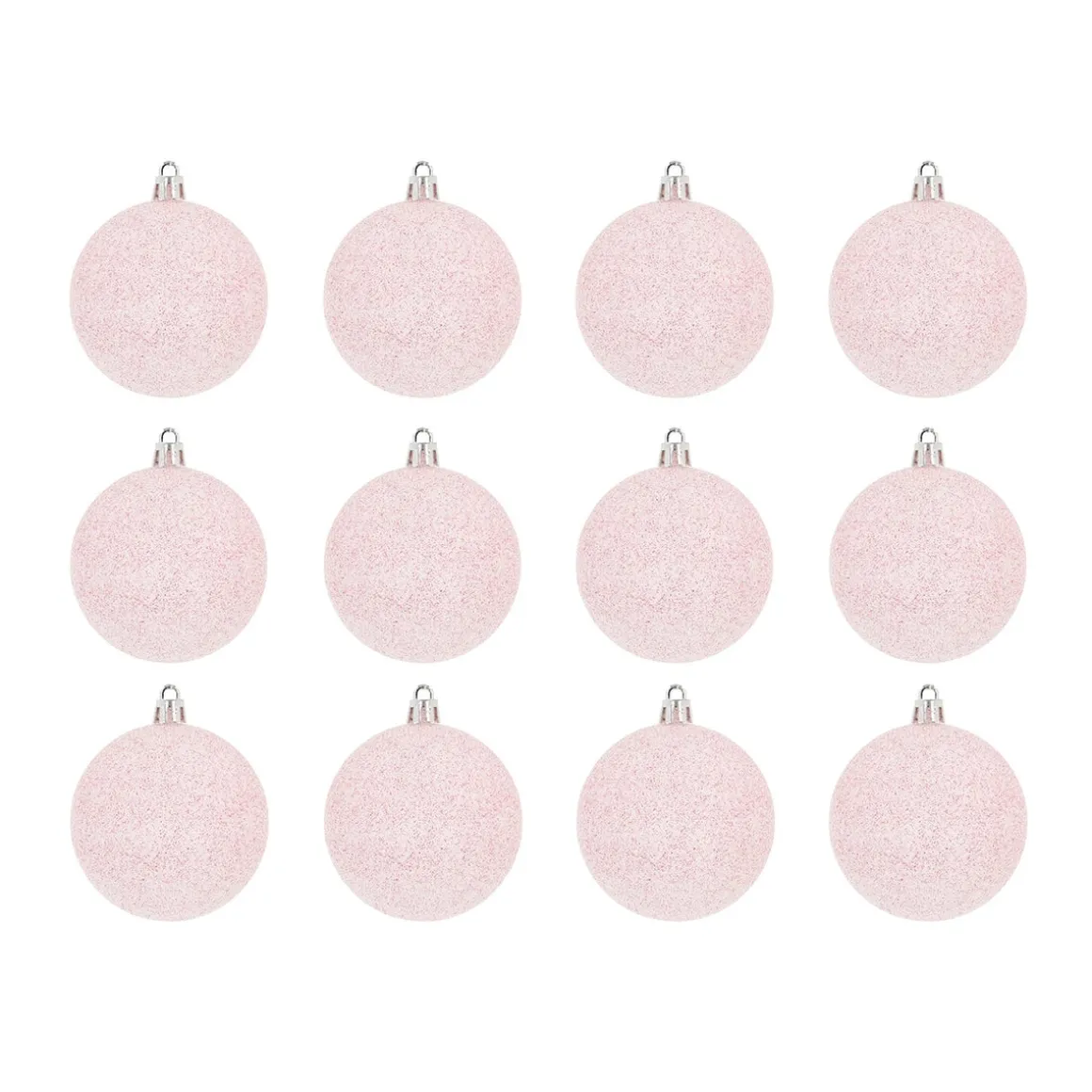 12 Roze Glitterkerstballen In Handige Box