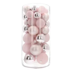 44 Roze Kerstballen In Opbergkoker