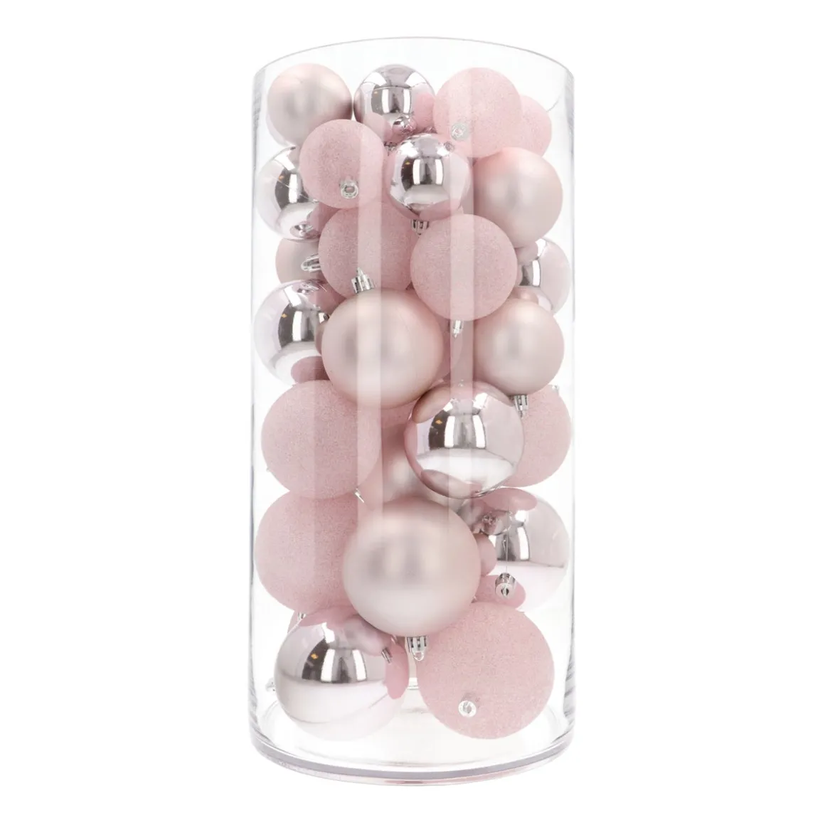 44 Roze Kerstballen In Opbergkoker