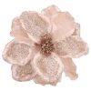 Beige Magnolia Decoratiebloem Met Glitters