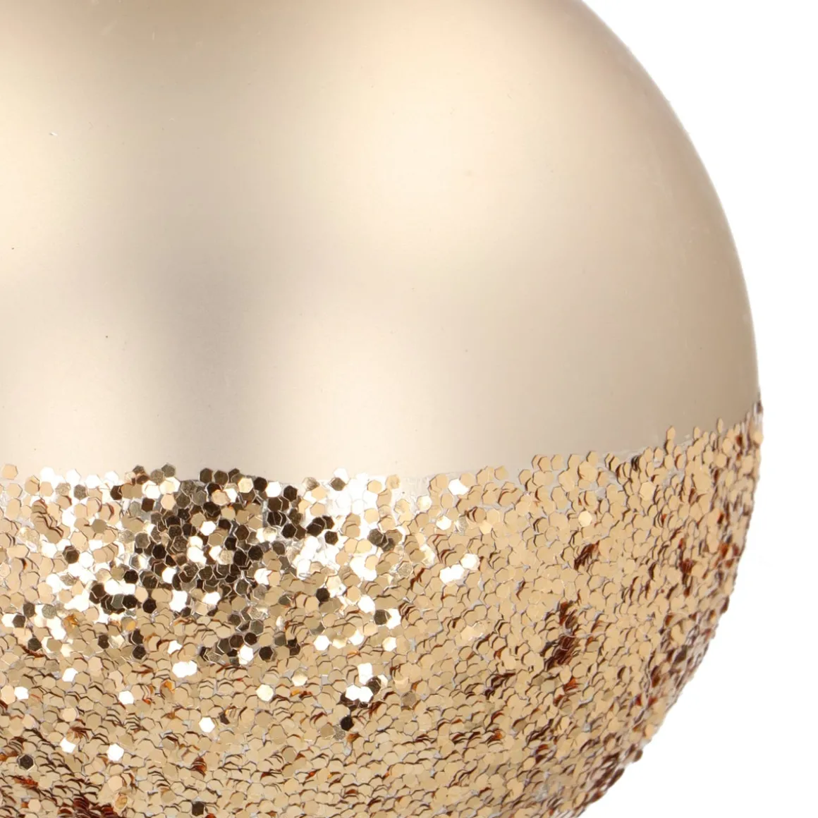 Bijzondere Glazen Kerstbal Taupe Met Goud Glitters 8 Cm