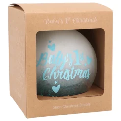 Blauwe Kerstbal 'Baby's First Christmas'