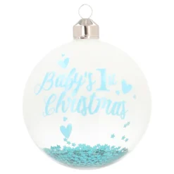 Blauwe Kerstbal 'Baby's First Christmas'