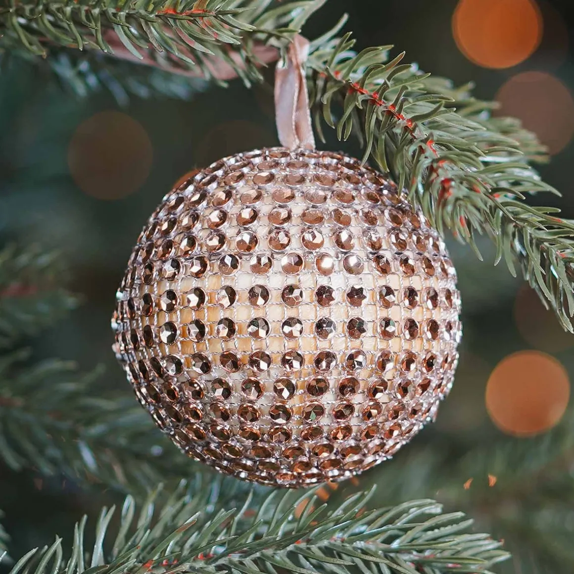 Bling Kerstbal 7,5cm Champagne