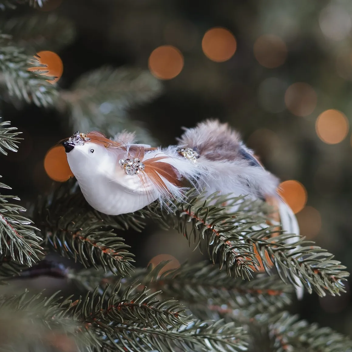 Bruine Vogel Op Clip Voor Een Charmante Kerstboom