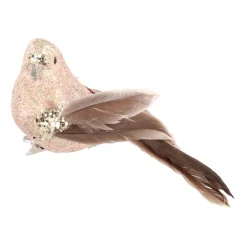 Champagne Vogel Op Clip Met Luxe Veren