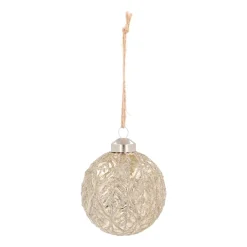 Champagnekleurige Kerstbal Met Bladnerf Reliëf