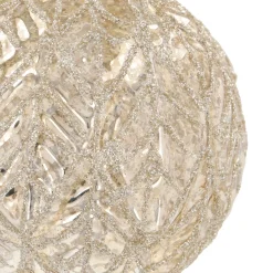 Champagnekleurige Kerstbal Met Bladnerf Reliëf