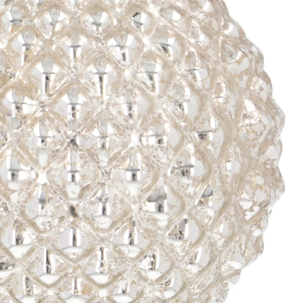 Craquelé Champagne Kerstbal Met Ruitjesreliëf