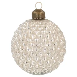 Craquelé Champagne Kerstbal Met Ruitjesreliëf