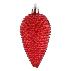 Dennenappels 6 St | Rood | Kunststof | 9 Cm