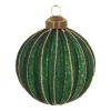 Diepgroene Kerstbal Met Gouden Glitterstrepen