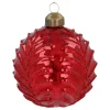 Dieprode Craquelé Kerstbal Met Bladmotief