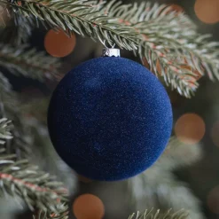 Donkerblauwe Fluwelen Kerstbal Onbreekbaar