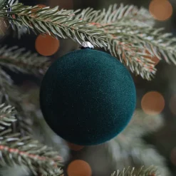 Donkergroene Fluwelen Kerstbal Onbreekbaar