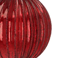 Donkerrode Craquelé Kerstbal Met Glitterlijnen