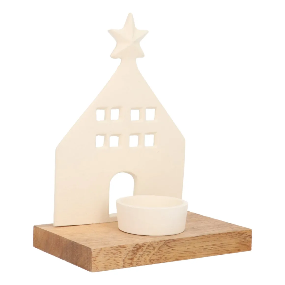Elegant Wit Huisje Met Waxinelichthouder