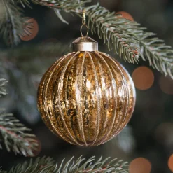 Elegante Bronzen Kerstbal Met Craquelé Look