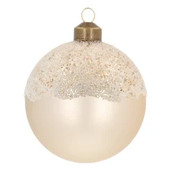 Elegante Wolwitte Kerstbal Met Takjes Van Parelsteentjes