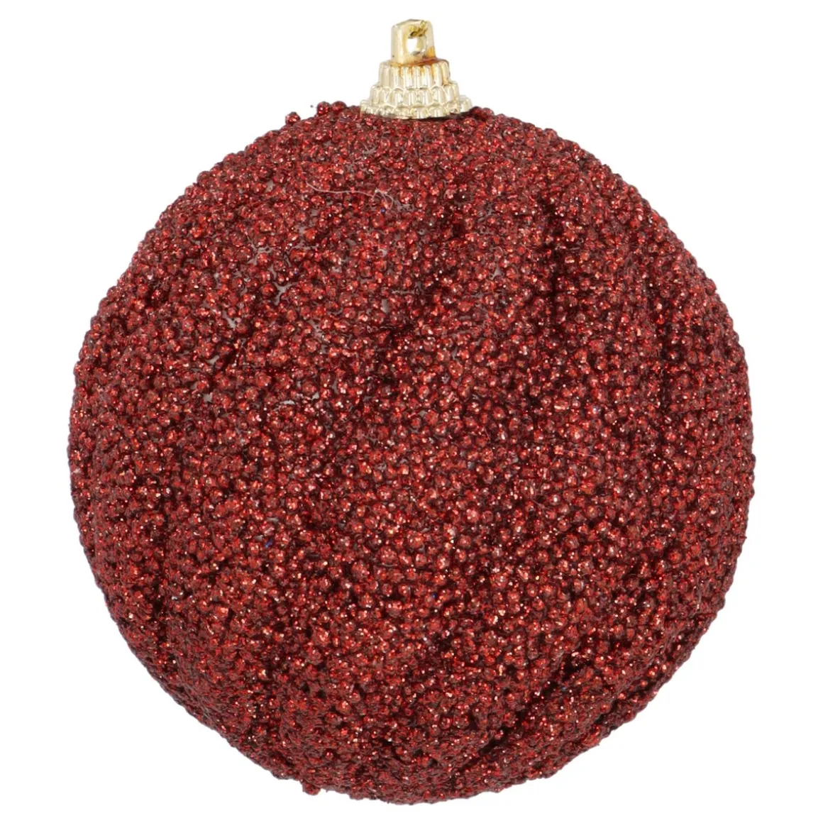 Elgante Donkerrode Swirl Kerstbal Met Glinsterpareltjes