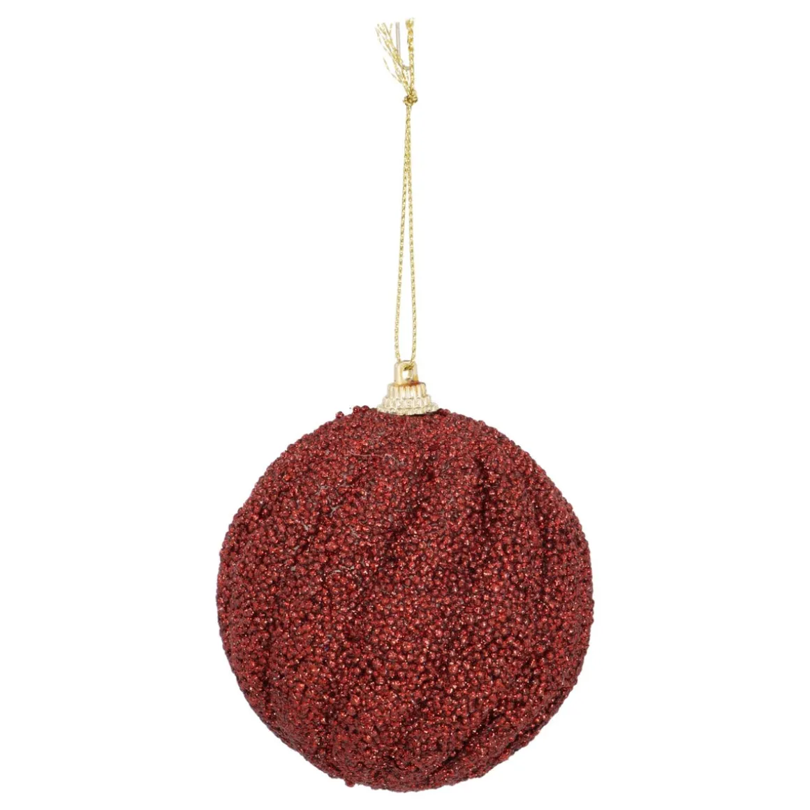 Elgante Donkerrode Swirl Kerstbal Met Glinsterpareltjes