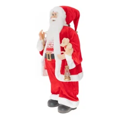 Extra Grote Luxe Staande Kerstman | Rood-wit | Stof | 80cm