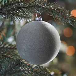 Fluwelen Kerstbal | Cottage Green | Kunststof | 8 Cm