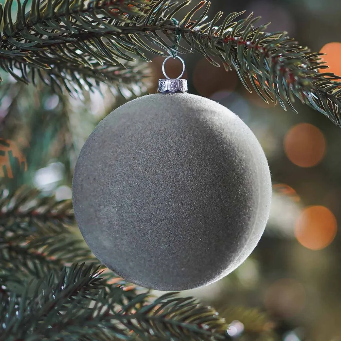 Fluwelen Kerstbal | Cottage Green | Kunststof | 8 Cm