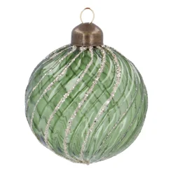 Frisse Groene Kerstbal Met Sierlijke Swirls