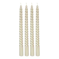 Gedraaide Kaarsen 4 St | Champagne Metallic | 25 Cm
