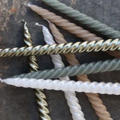 Gedraaide Kaarsen 4 St | Taupe | 25 Cm