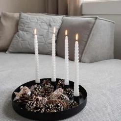 Gedraaide Kaarsen 4 St | Wit Metallic | 25 Cm