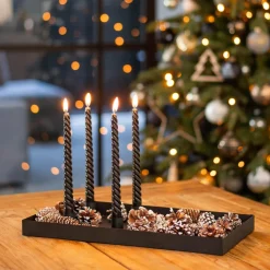 Gedraaide Kaarsen 4 St | Zwart | 25 Cm